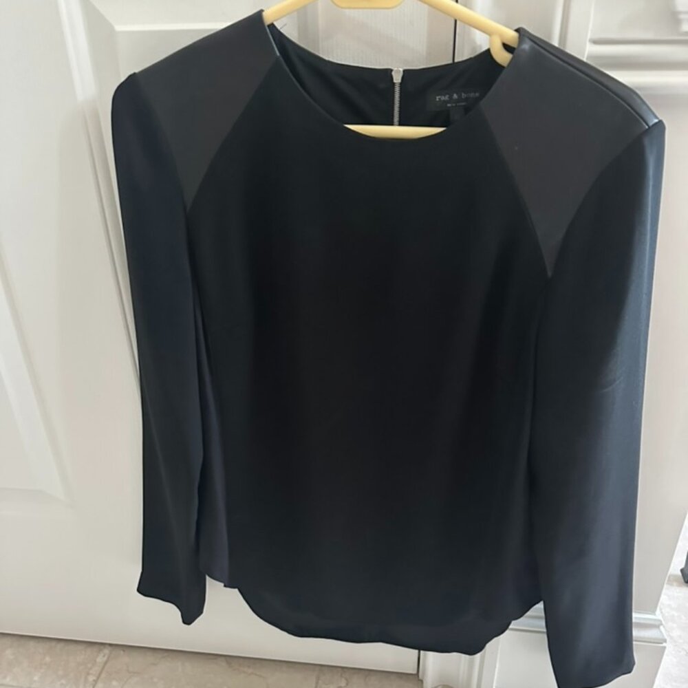 Rag & Bone Black Multi-Material Top - image 1
